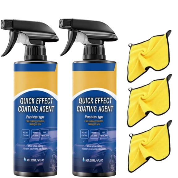 Quick Effect Coding Agent, 3-in-1 Car Coating Spray from Germany, Advanced Nano Ceramic Protection, Scratch Repair, Waterless Wash, Hydrophobic Paint Sealant & Glass Cleaner (2pc)
