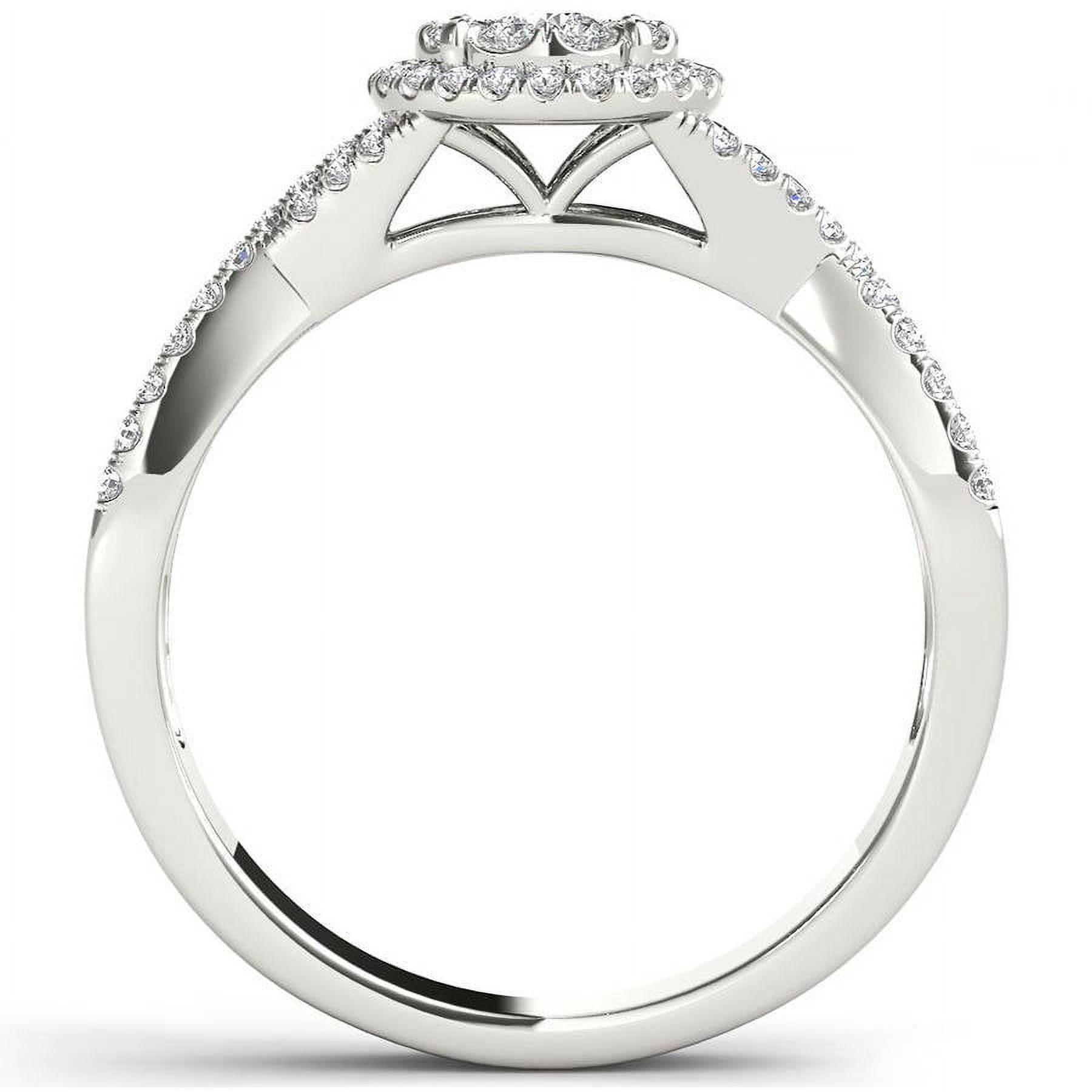 1/2 Carat T.W. Diamond Criss-Cross Shank Halo Cluster 10kt White Gold Engagement Ring