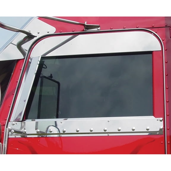 Trux TP-1437 - 5 Inch Stainless Steel Chop Top Door Window Panels For Peterbilt (Pair)