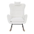 thumbnail image 3 of Upholstered Rocking Chair, Teddy Fabric Glider Rocker with High Backrest,Modern Rocking Accent Chair for Living Room, Nursery, Bedroom, White, 3 of 8