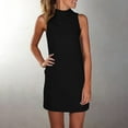 thumbnail image 2 of Riforla Women's Casual Solid Color Turtleneck Sleeveless Dress Fall Dresses for Women Casual Summer Black M, 2 of 6