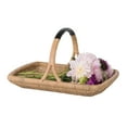 thumbnail image 3 of Kouboo Vegetable And Flower Wicker Basket With Leather Wrapped Arch Handle, Rattan Fruit Basket For Table, Wicker Flower Basket For Storage, Natural Color, 3 of 12
