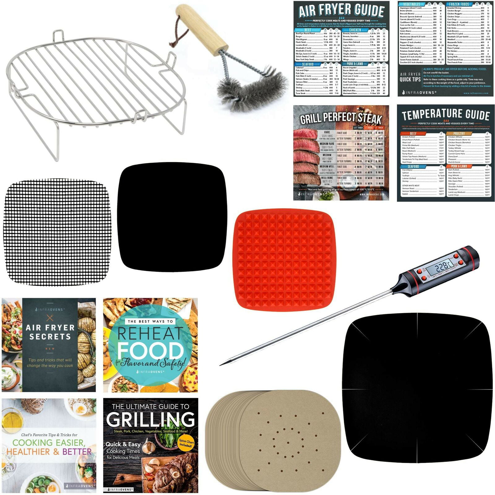 Black Decker +More Air Fryer Parchment Paper Liners XXL Compatible with Philips Power Airfryer NuWave Brio Secura Chefman Bundle of 100 Sheets Baking Accessories by Infraovens