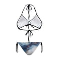 thumbnail image 2 of Uourmeti Women's Halter Neck Two-Piece Triangle Bikini - Blue Gold Marble Abstract Print, Quick Dry, Tie Side - Perfect for Beach Vacation & Pool Party, 2 of 9
