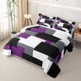 thumbnail image 3 of Castle Fairy Vintage Offset Rectangle Block Twin Quilt Set 2 Pieces,Abstract Geometric Mosaic Twin Coverlet Set,Violet Gray Black,1 Bedspread and 1 Pillowcase, 3 of 7