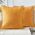 thumbnail image 2 of 2 fundas de almohada con pompones amarillos. Ofspeizc LKX-1537-1, 2 of 7