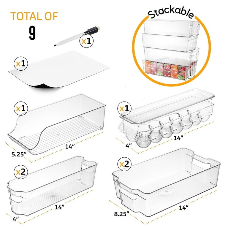 Mogtuo 12-pack Clear Refrigerator Organizer Bins with Lids, Stackable Fridge  Organizers And Storage Clear Plastic Fruit Storage Containers for Fridge  with 4 Drain Trays - Yahoo Shopping