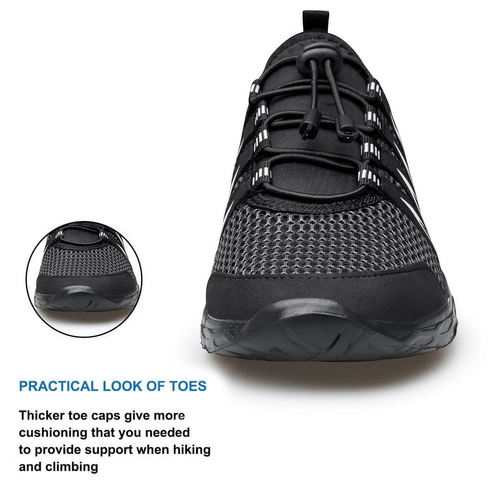 vibdiv Men's and Women's Water Shoes Quick Drying Sports Aqua Shoes Outdoor Swim Fishing Hiking Walking Water Shoes All Black