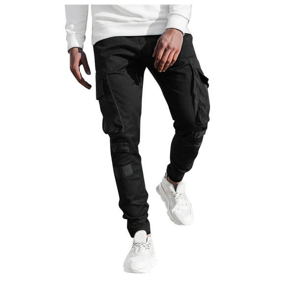 YOTMKGDO Mens Pants Casual, Pantalones De Hombre, Casual Pants Pants Men's Leg Stitching Multi-Pocket Men's Pants, Black XXL