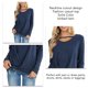 thumbnail image 5 of Top de manga larga para mujer, dobladillo torcido, escote recortado, informal, suelto, color sólido, manga larga, jersey, camiseta, top azul M, 5 of 6