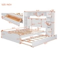 thumbnail image 5 of Queen Size Platform Bed with All-in-One Cabinet and Shelf, Storage Bed with Trundle, 2 Drawers and Bookcase Headboard, Solid Wood Bed Frame with Slats Support, No Box Spring Needed, White, 5 of 9