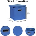 thumbnail image 2 of Storage Bins with Lids, Collapsible Linen Fabric Boxes Organizer Containers with Lid Foldable Storage Box Basket for Closet, Shelves, Home, Office, 11 x 11 x 11 Inch, 4 Pack, Dark Blue, 2 of 14