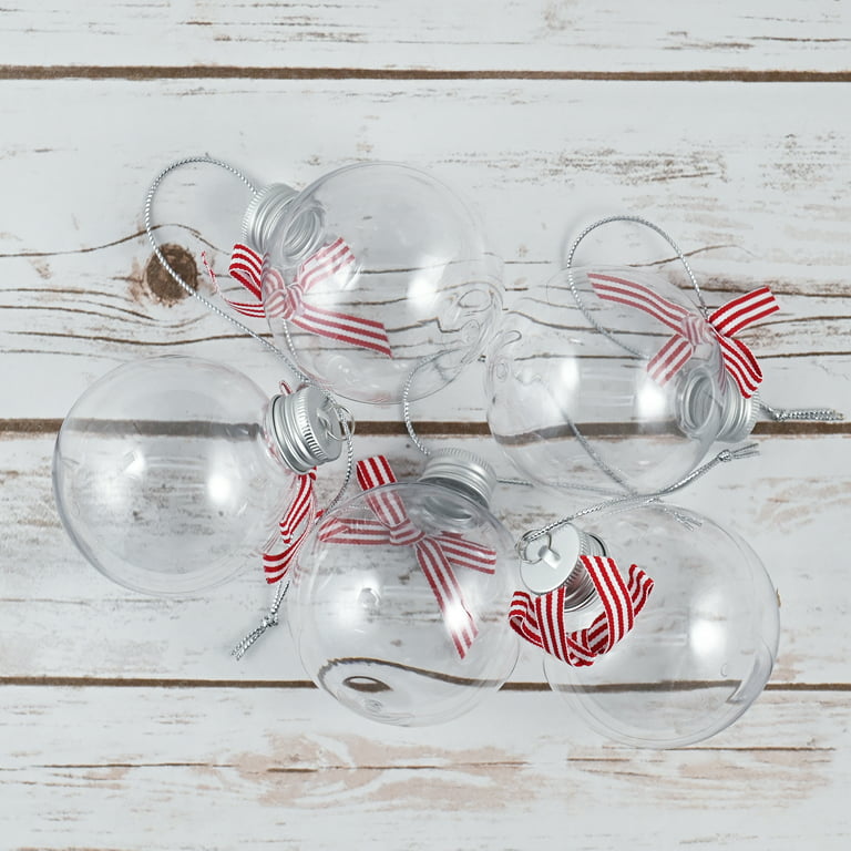 8 Pack Clear Plastic Ornaments,2.75 inch Christmas Ornament Balls for  Crafts Fillable,Including Crafting Kits,Transparent DIY Balls Kit for  Christmas