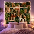 thumbnail image 2 of Botanical Bookshelf in Arched Shelving, Cozy Maximalist for Book Lovers, Nature-Inspired Decor, Housewarming Gift, Tapestry Wall Hanging for Home Library and Study Room, 2 of 7