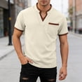 thumbnail image 2 of JAJAHO Mens V Neck T-Shirt Casual Stretch Solid Color Short Sleeve Pocket Tees Textured Shirts Classic Tops, 2 of 4