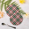 thumbnail image 3 of Christmas Tartan Red Green Plaid Drinks Coasters, Non-Scratch Cork Base Round Cups Mats for for Wooden Coffee Table, Cool Housewarming Gift for Home Decor, 3 of 7