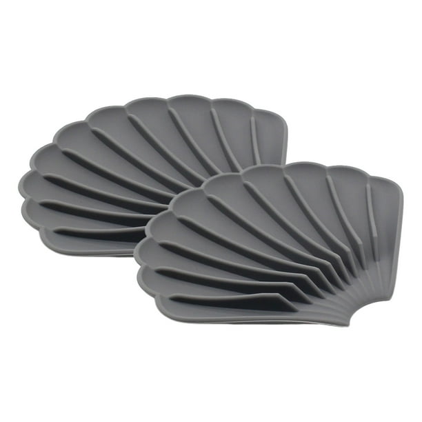 2PCS Jabonera de Silicona con Desagüe - Antideslizante para Baño - Blanco/Gris