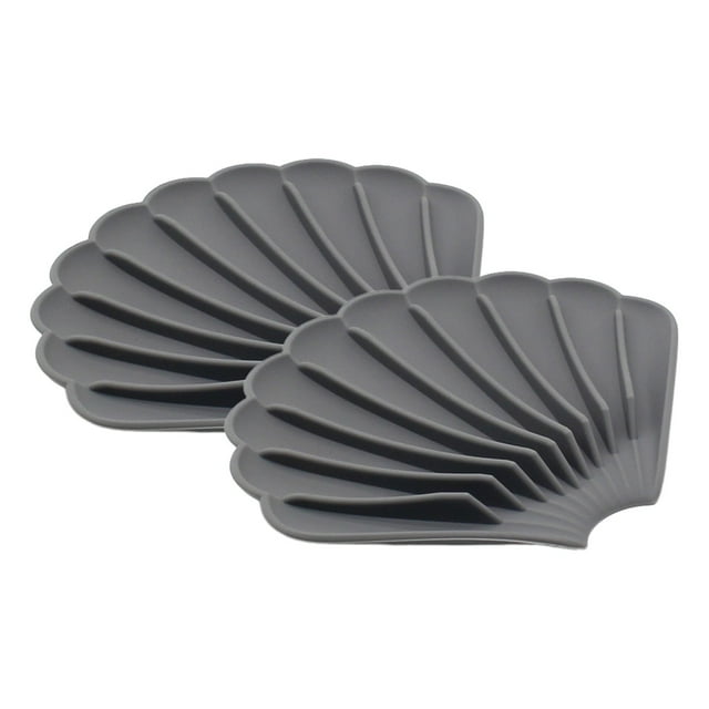 2PCS Jabonera de Silicona con Desagüe - Antideslizante para Baño - Blanco/Gris