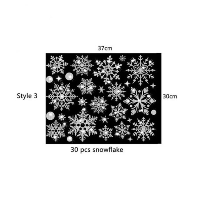 Pegatinas de ventana de pared de Snowflak de Navidad, decoraciones electrostáticas para la casa, efecto de purpurina, habitación de niños, pegatinas de Año Nuevo