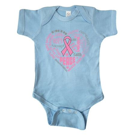 

Inktastic Breast Cancer Awareness Heart Words Gift Baby Boy or Baby Girl Bodysuit
