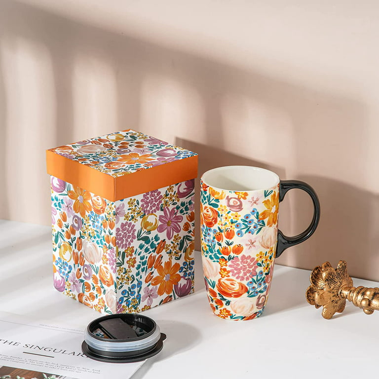 Multicolor Floral Mosaic Hand Painted Ceramic Mug Set of 2 by World Market