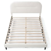Bowery Hill Modern Boucle Fabric Mattress Ready Queen Bed in White