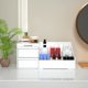 thumbnail image 3 of Cosmetic Organizer with Drawer - Countertop Organizer for Cosmetics, Dresser Organizer for Lipsticks, Brushes, Lotions, Eye Shadows, Nail Polish and Jewelry (White) Small, 3 of 5