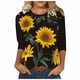 thumbnail image 1 of Camisas Para Mujer Moda O-Cuello Casual Tres Cuartos Estampado de Girasol Tops Camiseta Blusa Odeerbi ODB126694, 1 of 5