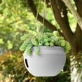 thumbnail image 4 of White Hanging Planter, Modern Plastic Hanging Basket for Outdoor Plants, Indoor Hanging Flower Pot for Succulents, Garden Patio Decorative Planter with Hook, Minimalist Hanging Plant Container, 4 of 7