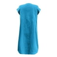 thumbnail image 5 of B91xZ Robes de Mode pour Femmes Col Rond Manches Courtes Robes d'Été Couleur Unie Décontractées Midi Amples, Bleu Ciel G, 5 of 5