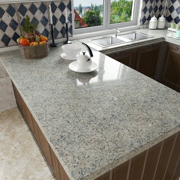 CRE8TIVE Granite Wallpaper Peel and Stick Countertops 24"x118" Self Adhesive Grey Granite Contact Paper Marble Waterproof Removable Decorative Vinyl Film for Kitchen Bathroom Cabinets Table Decor