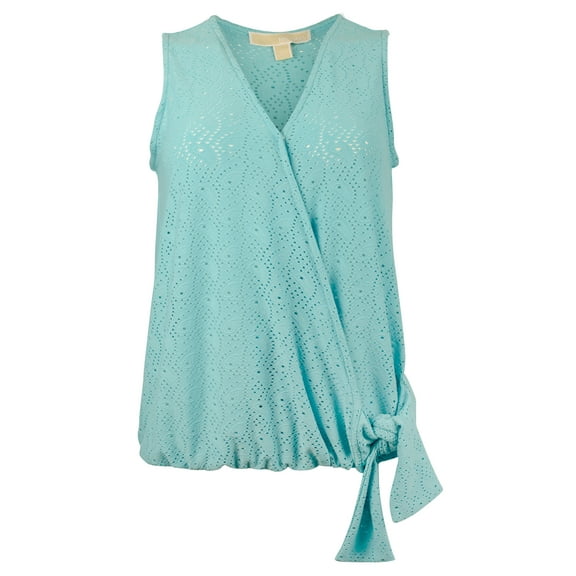 Michael Kors Women's Plus Paisley Eyelet Wrap Sleeveless Top Blouse 0X