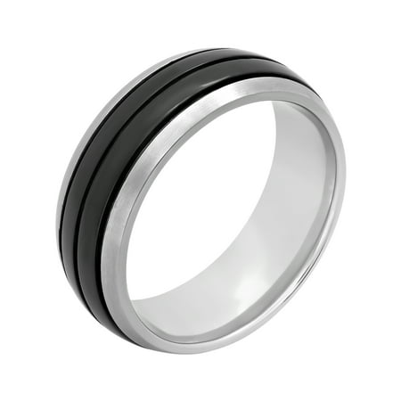 Men's Ring in Black and Gray Titanium