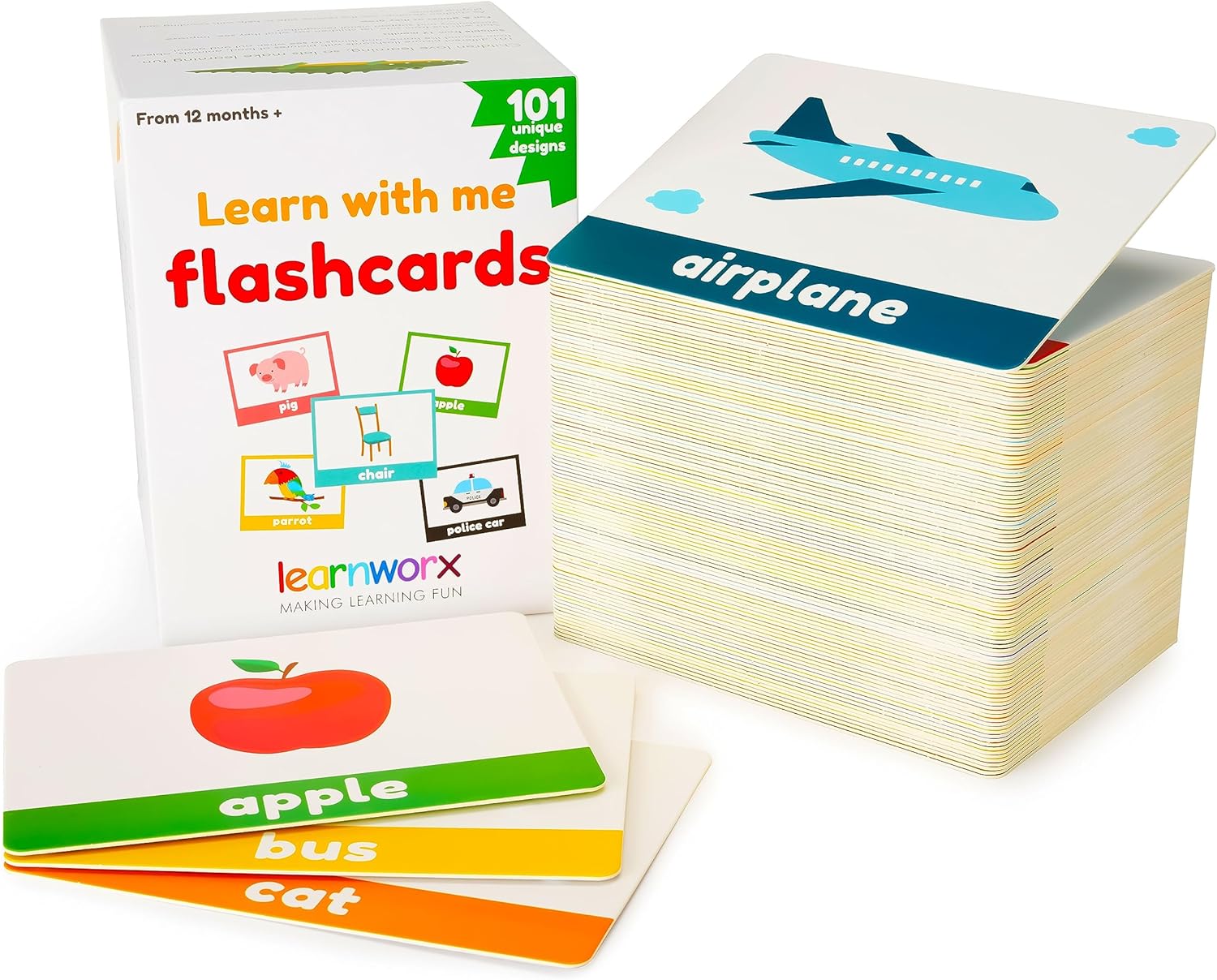 LearnWorx 101 Baby Flash Cards for Toddlers 1-3 | Award Winning First