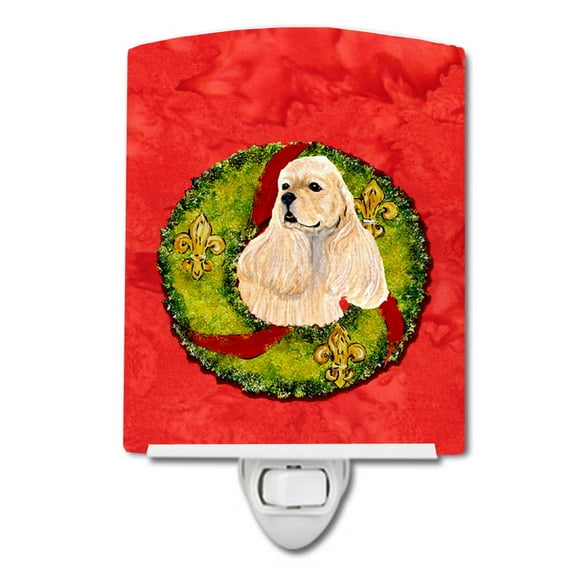 Caroline's Treasures SS4209CNL Cocker Spaniel Cristmas Wreath Ceramic Night Light, 6x4x3", multicolor