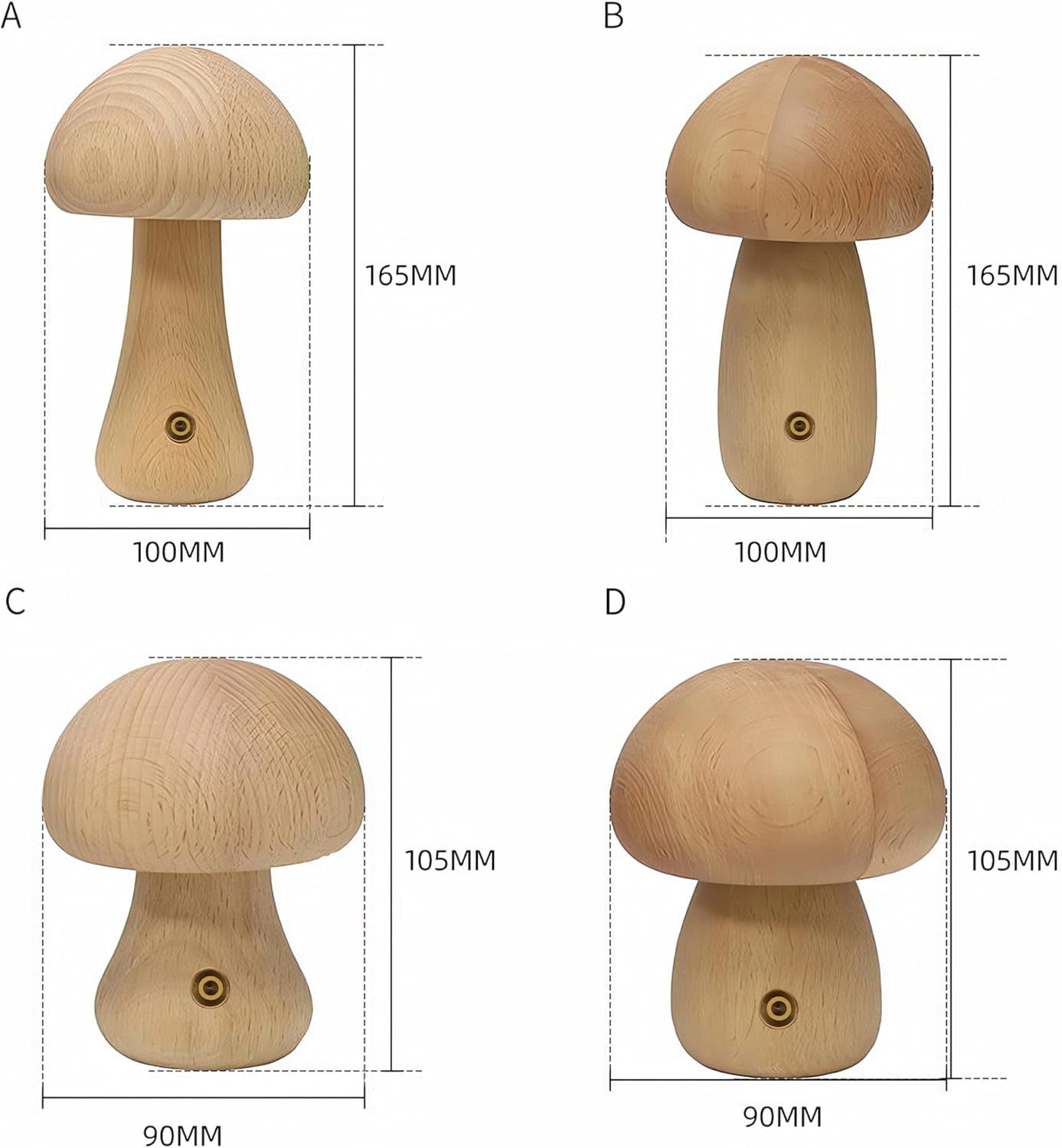 Mushroom Lamp Mushroom Decor:Mushroom Night Light 3 Colors Adjustable Brightness,Wooden Mushroom Light for Bedroom, Living Room and Office Decoration,Rechargeable (A)
