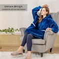 thumbnail image 7 of RUIKASI Wearable Blanket Hoodie Adult - Comfy Sherpa Blanket Hoodie Sweatshirt for Women Men, Hooded Blanket with Sleeves and Giant Pockets as Gifts for Adult, Blue, Small, 7 of 7