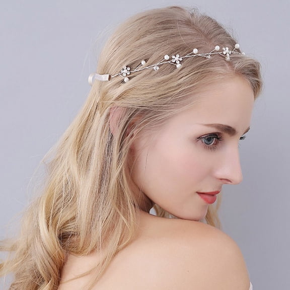 Raindrops Rhinestone Wedding Hairband Headpiece for Women, White Color, 1 Set Elegant Bridal Accessory