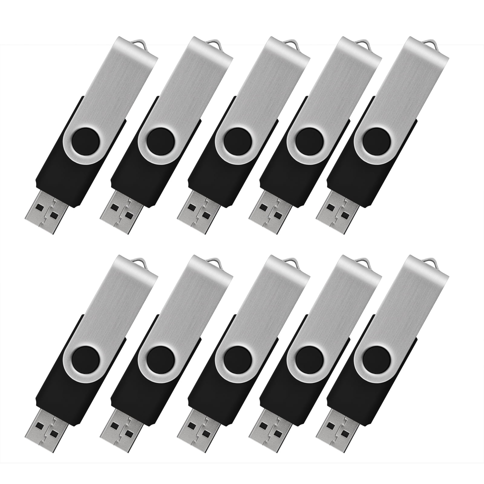 KOOTION 10Pcs 4GB USB Flash Drive Memory Stick Fold Storage Thumb Pen Drive Swivel, Black