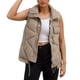 thumbnail image 4 of Gibobby Chalecos de mujer, Outwear Chaleco para mujer, ligero con bolsillos con cierre Qiulted acolchado, cuello alto, bolsillos acolchados con cierre, chaleco acolchado(Caqui,M), 4 of 5