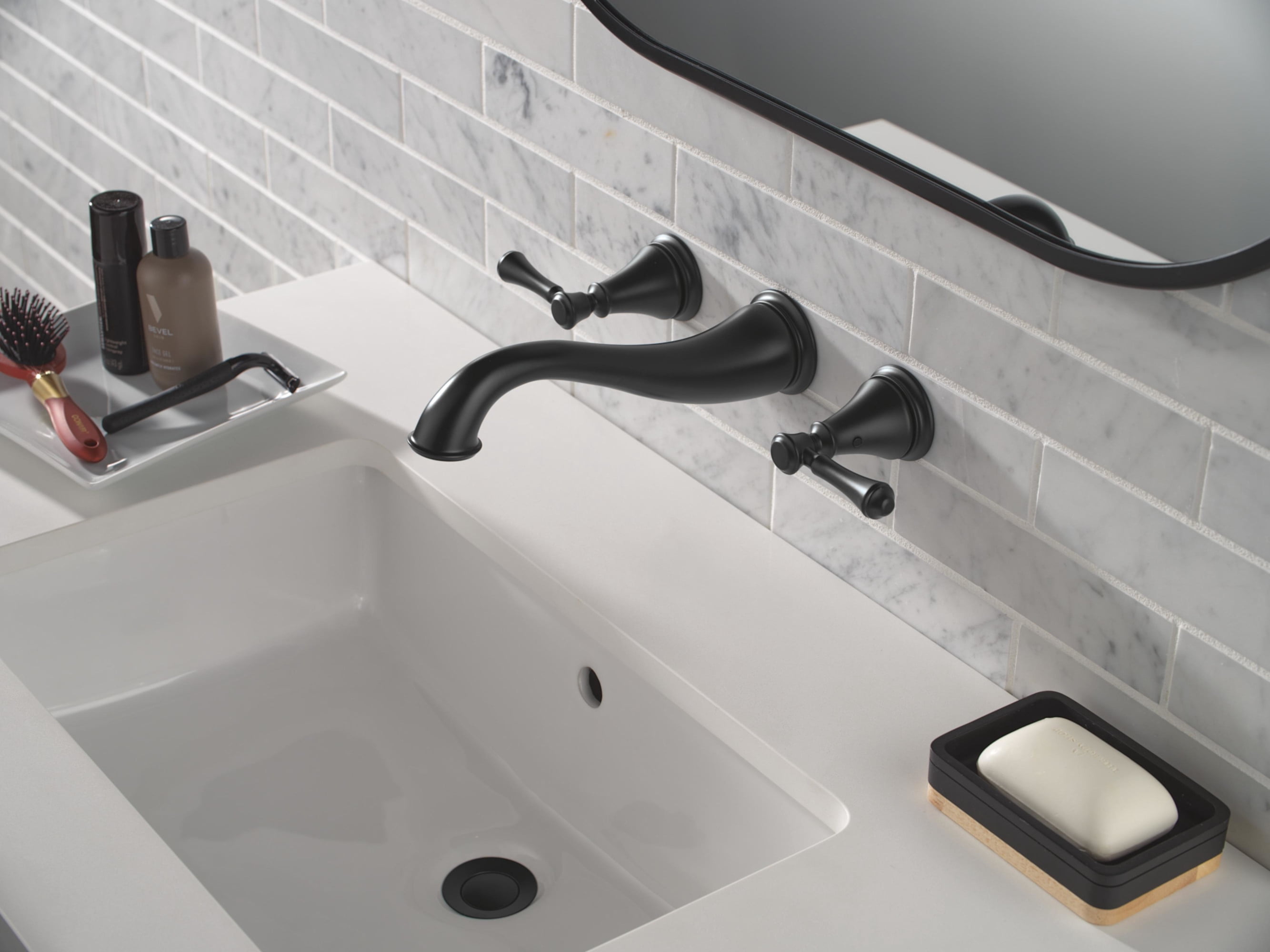 Delta Cassidy Two Handle Wall-Mount Bathroom Faucet Trim in Champagne Bronze (Valve Not Included) T3597LF-CZWL