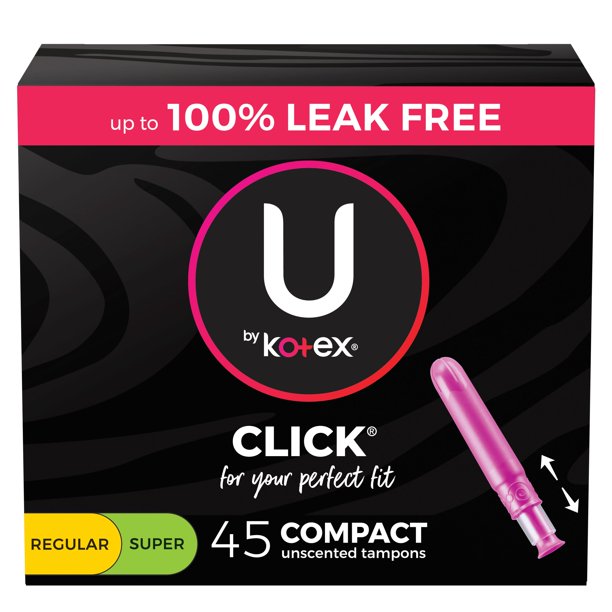 U by Kotex Click Compact Multipack Tampons, Regular/Super, Unscented