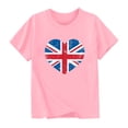 thumbnail image 2 of Bxsruta Girls T Shirts, Summer and Spring British National Flag Printed Fashion Children's Round Neck Short Sleeve School Blouse Printed T-shirt Shirt, Pink 2 Years, 2 of 5