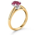 thumbnail image 3 of Gem Stone King 10K Yellow and White Gold Red Zirconia Solitaire Engagement Ring for Women (1.21 Cttw, Oval 8X6MM, Gemstone Birthstone, Size 6), 3 of 4