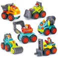thumbnail image 1 of Mini juego de vehículos de construcción para niños pequeños: camión volquete, excavadora, topadora, mezcladora de cemento, 1 of 5
