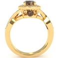 thumbnail image 2 of Three Stone Smoky Quartz Diamond Peekaboo Halo Engagement Ring In 14k Yellow Gold, 2 of 6