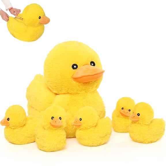 MaoGoLan 6 Pcs Duck Stuffed Animals 15.7'' Duck with 5 Baby Ducks Plush Toy Inside