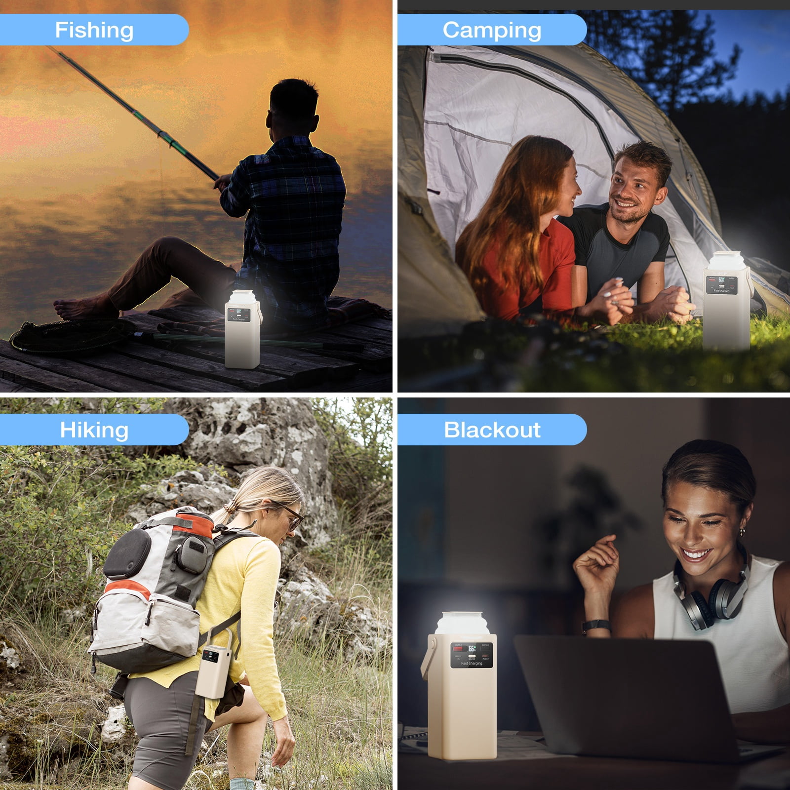 PGYOB Portable Charger Power Bank 27000mAh, 22.5W PD & QC3.0 Fast Charging with Built-in Cables, LED Light for Camping,Home Backup, Emergency Power,Travel