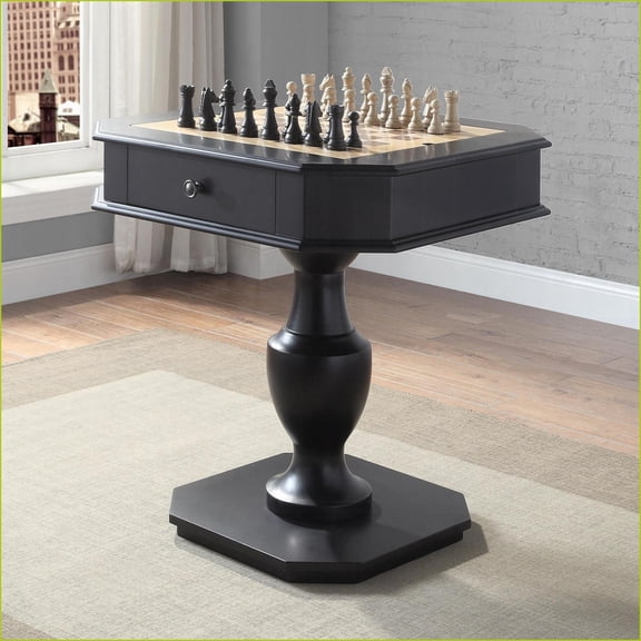 Game Table with 2 Drawers & Reversible Tray | Black | MDF
