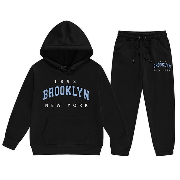 WOYY Toddler Girls 2 Piece Letter Print Hoodie Sweatpants Outfits Sweatsuit, Sizes 2-3T